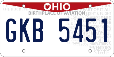 OH license plate GKB5451