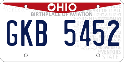 OH license plate GKB5452