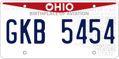 OH license plate GKB5454