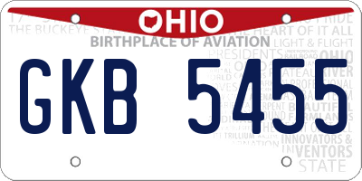 OH license plate GKB5455