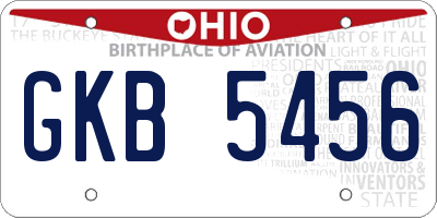 OH license plate GKB5456