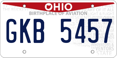 OH license plate GKB5457