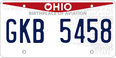 OH license plate GKB5458
