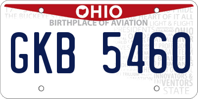 OH license plate GKB5460