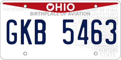 OH license plate GKB5463