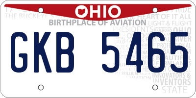 OH license plate GKB5465