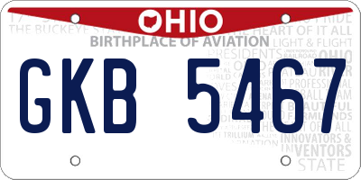 OH license plate GKB5467