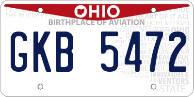 OH license plate GKB5472