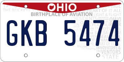 OH license plate GKB5474