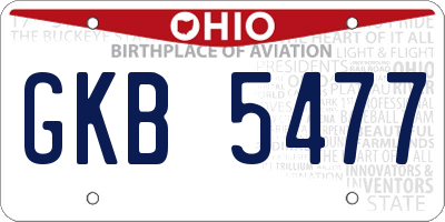 OH license plate GKB5477