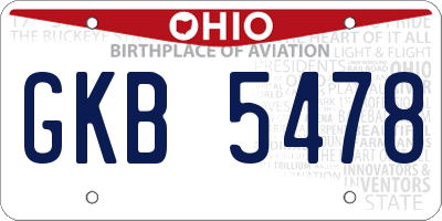 OH license plate GKB5478
