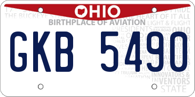 OH license plate GKB5490