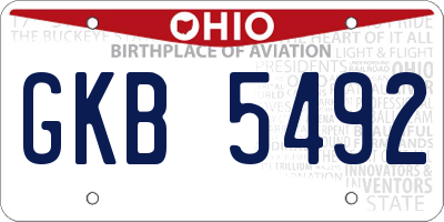 OH license plate GKB5492