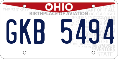 OH license plate GKB5494