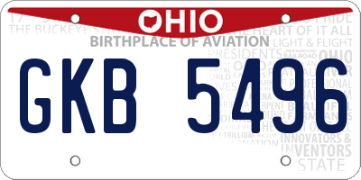 OH license plate GKB5496