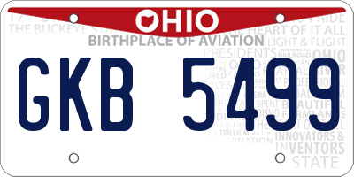 OH license plate GKB5499