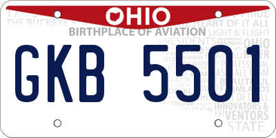 OH license plate GKB5501
