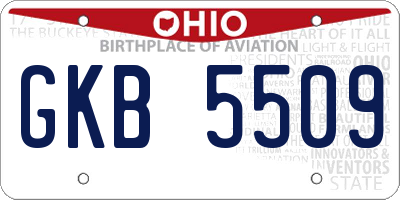 OH license plate GKB5509