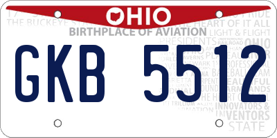 OH license plate GKB5512