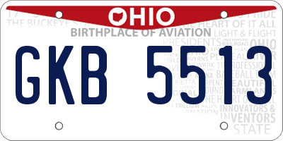 OH license plate GKB5513