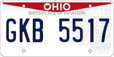OH license plate GKB5517