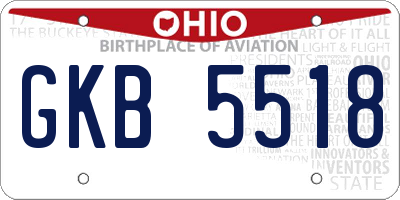 OH license plate GKB5518