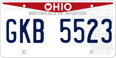 OH license plate GKB5523