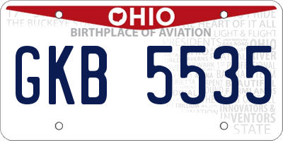 OH license plate GKB5535