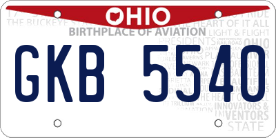 OH license plate GKB5540