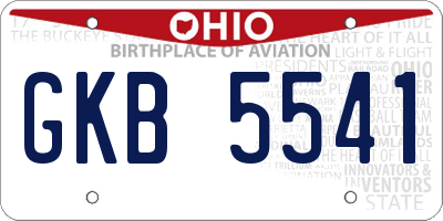 OH license plate GKB5541