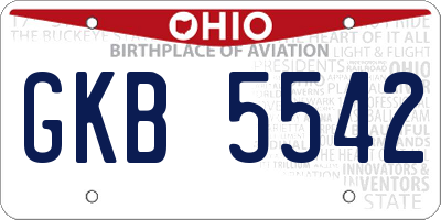OH license plate GKB5542