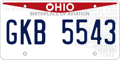 OH license plate GKB5543