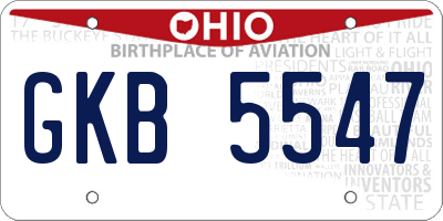 OH license plate GKB5547