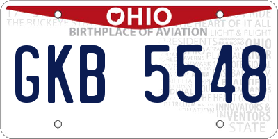 OH license plate GKB5548