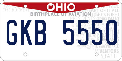 OH license plate GKB5550