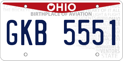 OH license plate GKB5551