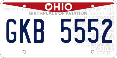 OH license plate GKB5552