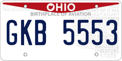 OH license plate GKB5553
