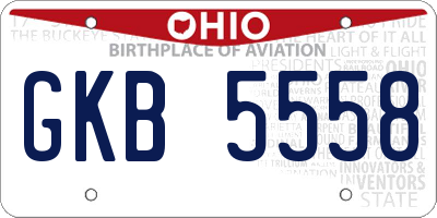 OH license plate GKB5558