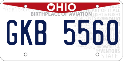 OH license plate GKB5560