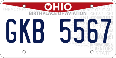 OH license plate GKB5567