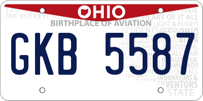 OH license plate GKB5587