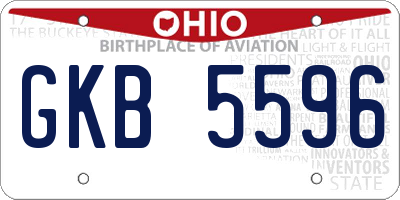 OH license plate GKB5596