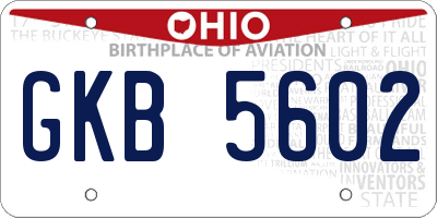 OH license plate GKB5602