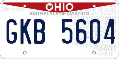 OH license plate GKB5604