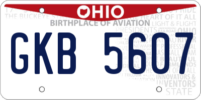 OH license plate GKB5607