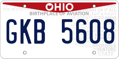 OH license plate GKB5608