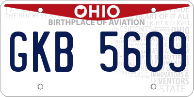 OH license plate GKB5609