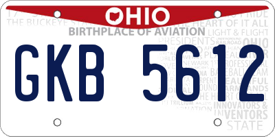 OH license plate GKB5612