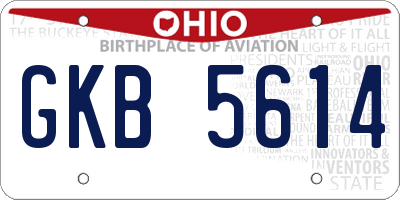 OH license plate GKB5614